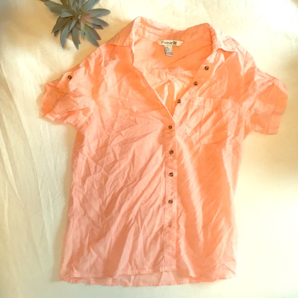 Forever 21 Orange Pin Stripe Shirt sz 8